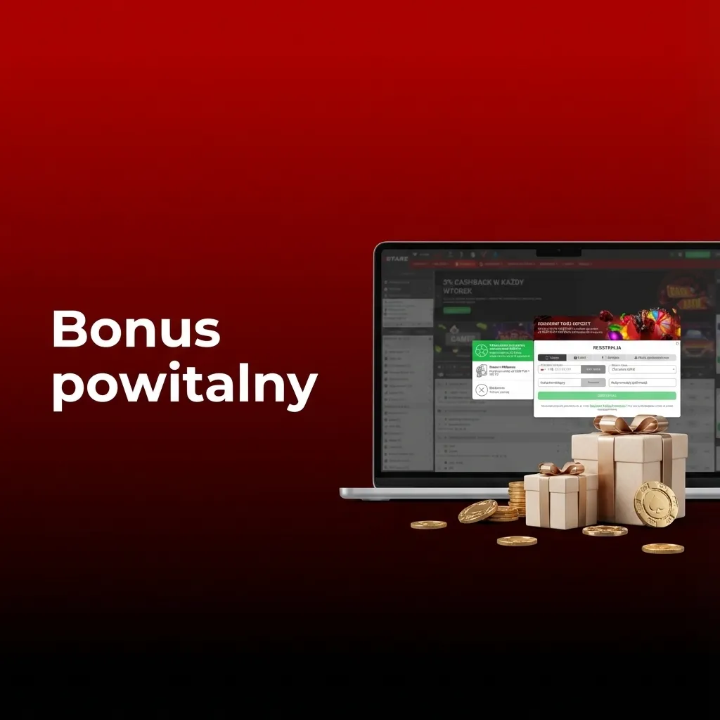 Grafika promująca bonus powitalny 100% do 550 PLN z minimalnym depozytem 20 PLN i warunkami obrotu x5