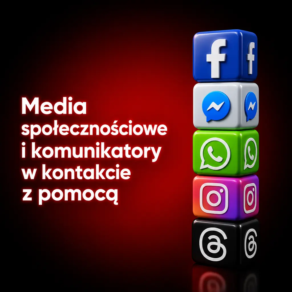 Ikony mediów społecznościowych WhatsApp Telegram Messenger Twitter do kontaktu z pomocą techniczną