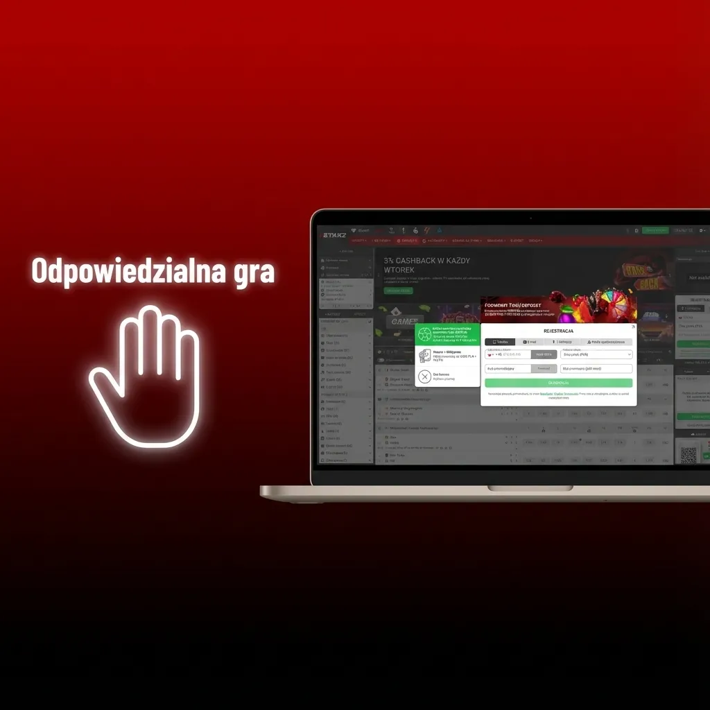 Ilustracja odpowiedzialnej gry online: użytkownik ustala limity i zachowuje kontrolę nad zakładami