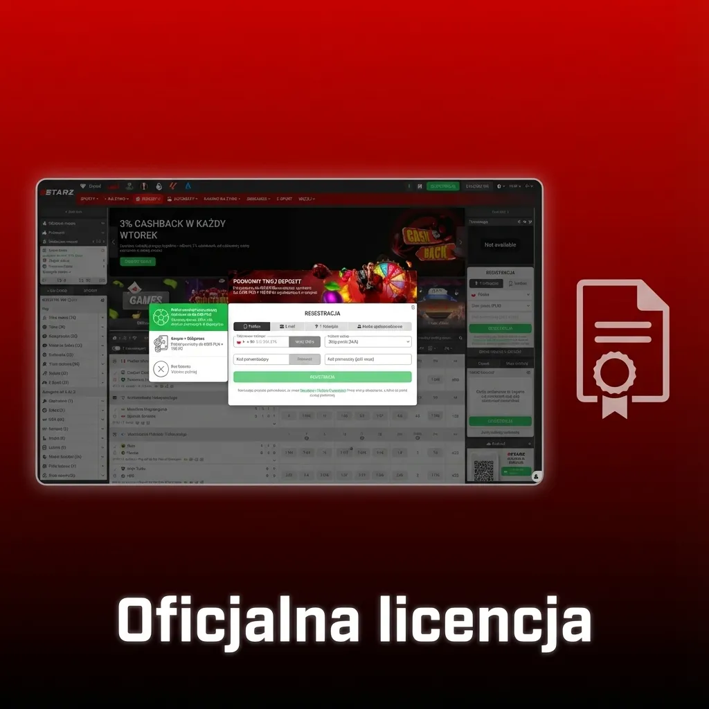 Grafika informująca o oficjalnej zagranicznej licencji hazardowej 888starz i bezpieczeństwie gry online