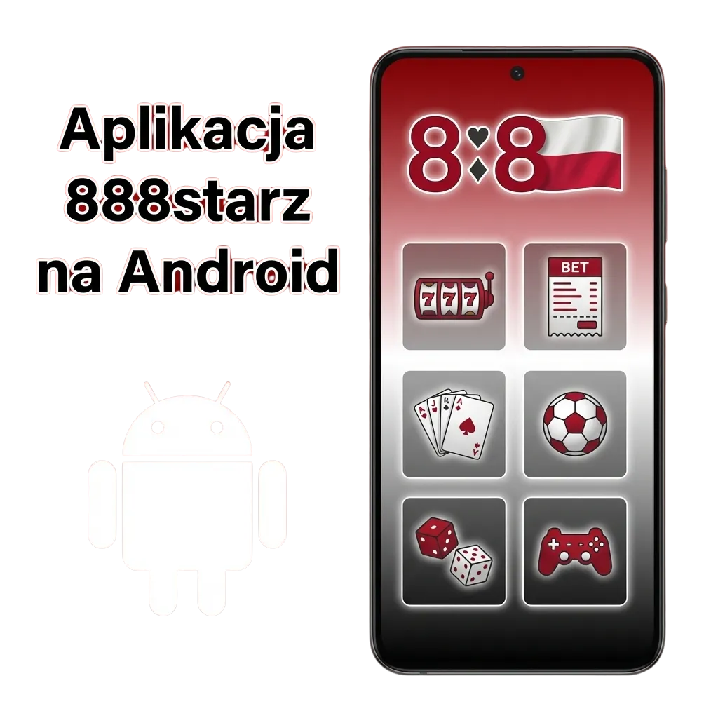 Ekran smartfona z aplikacją 888starz na Android do obstawiania zakładów sportowych i gier kasynowych