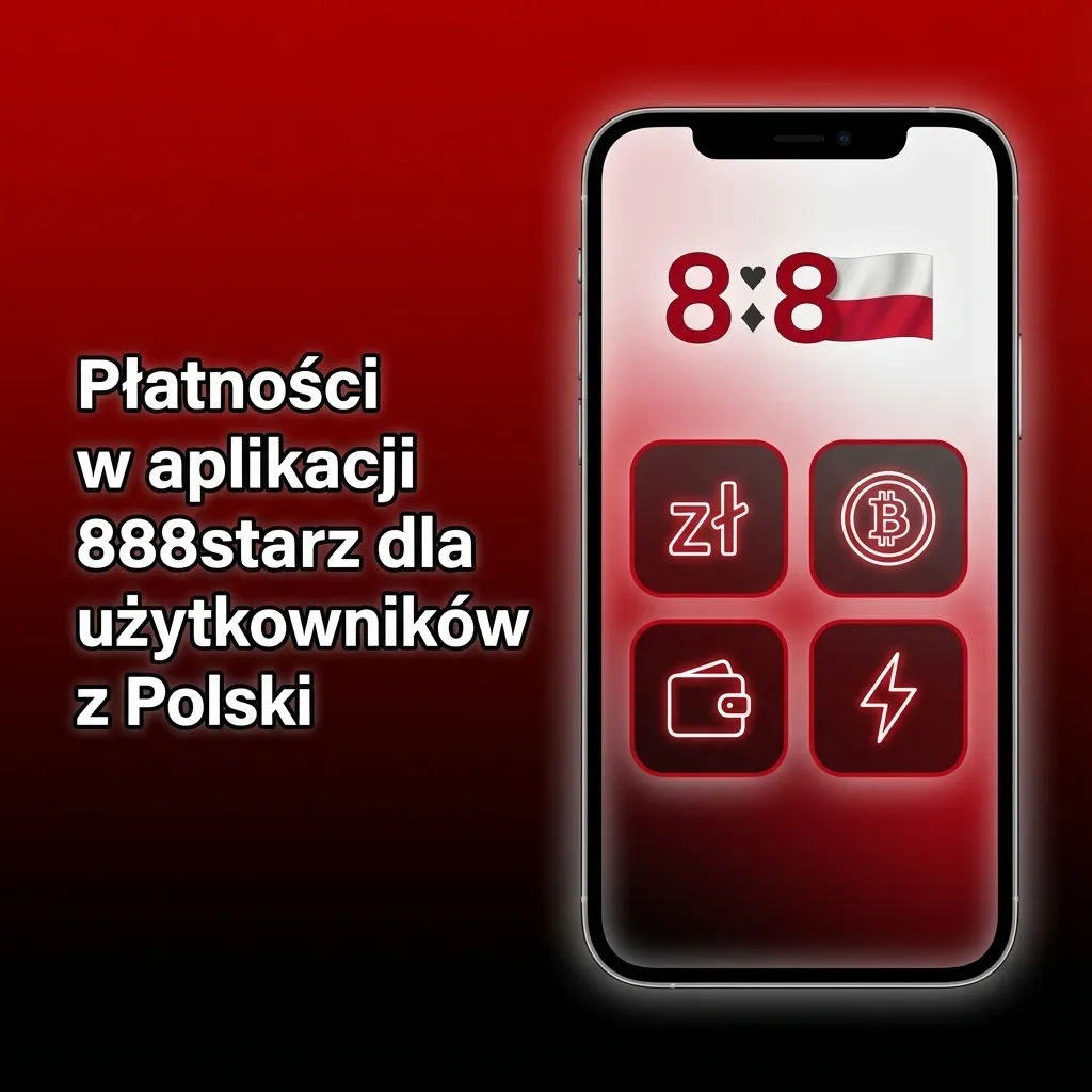 Ekran aplikacji 888starz z listą metod płatności w Polsce: BLIK, karty, portfele elektroniczne i kryptowaluty.