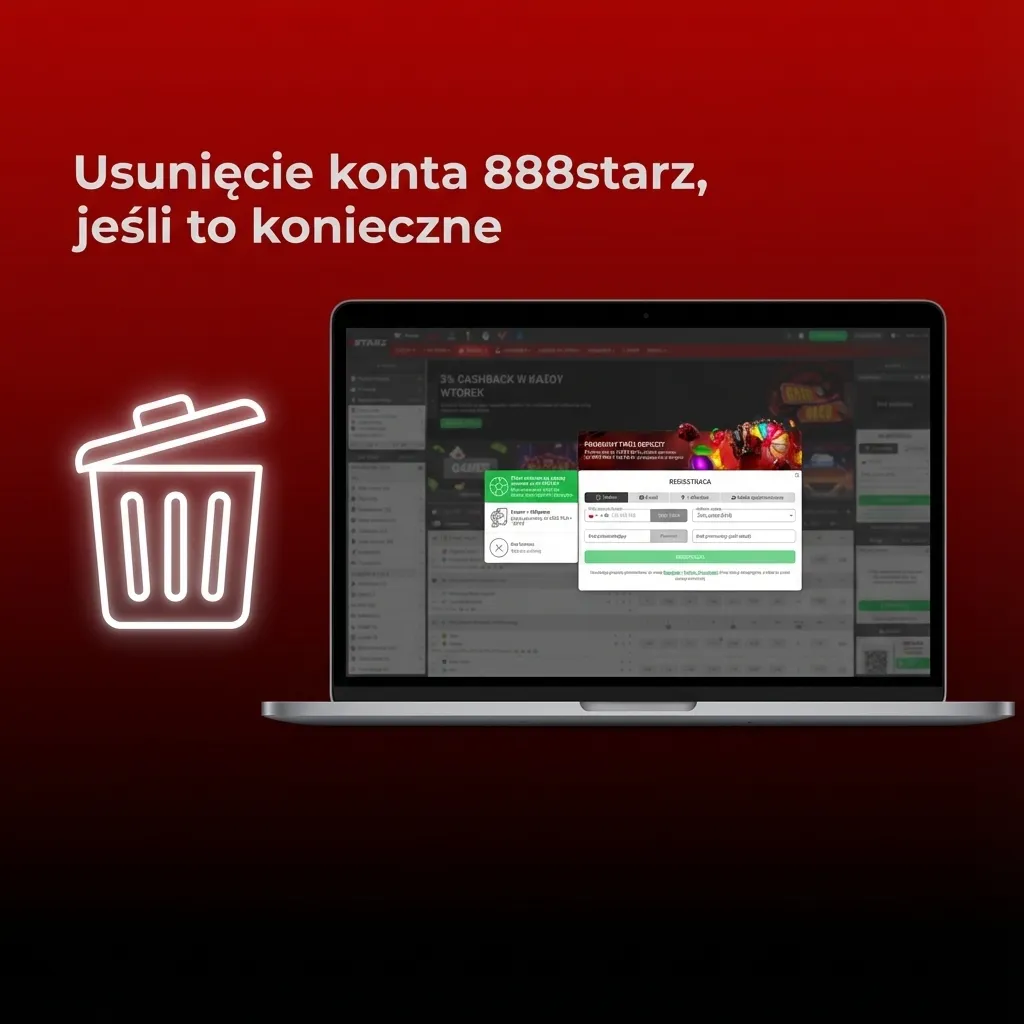 Ilustracja kroków zamknięcia konta 888starz: sprawdzenie salda, kontakt z obsługą, potwierdzenie i zapisanie potwierdzenia