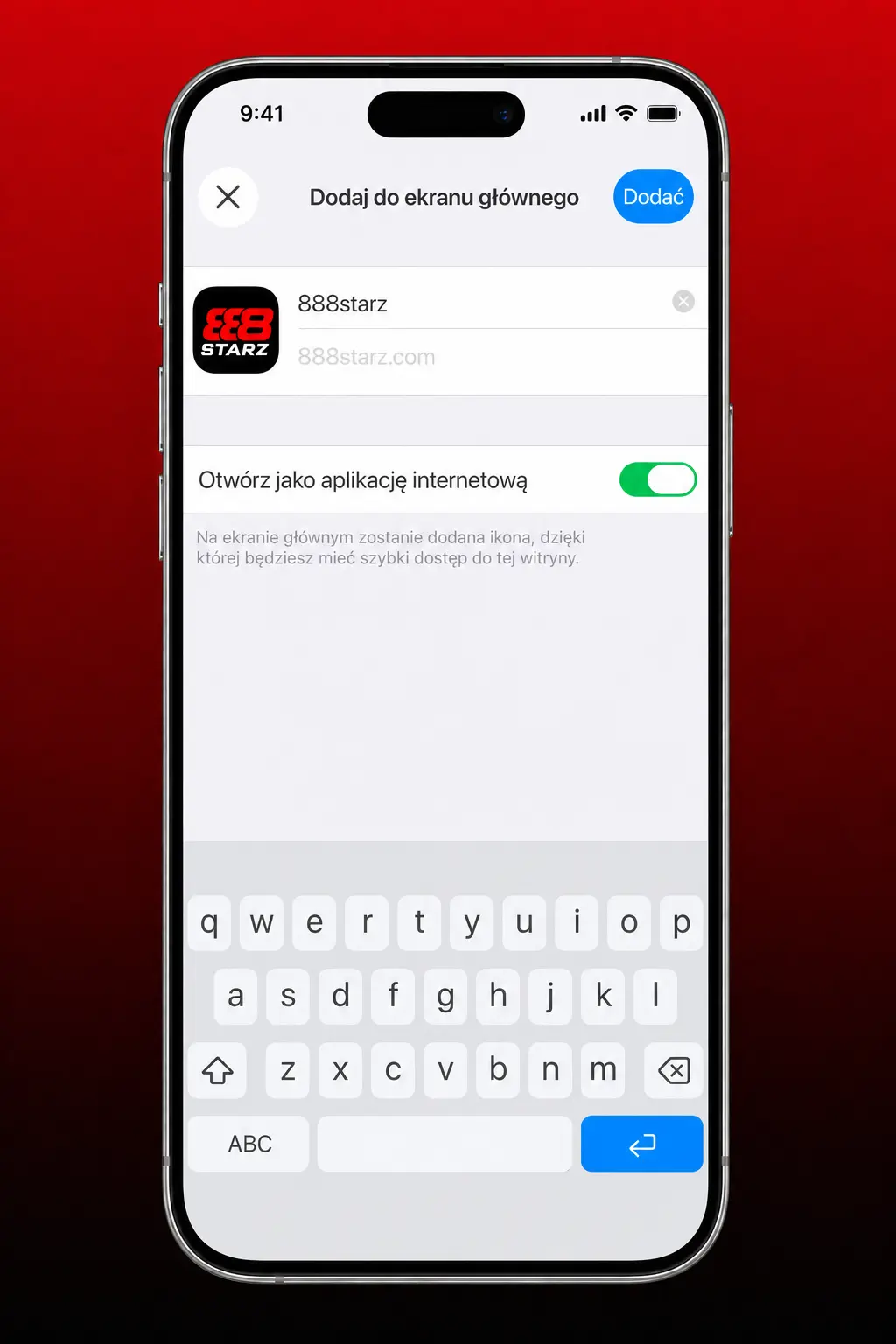 Instrukcja instalacji aplikacji 888starz na iOS przez Safari i dodania PWA do ekranu głównego