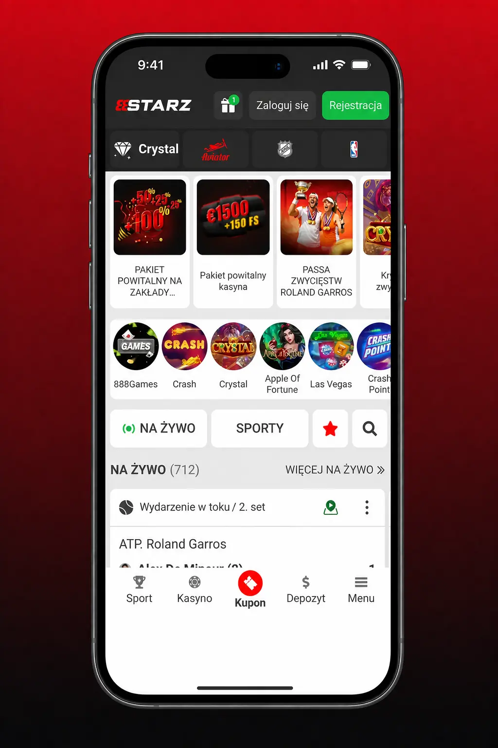Instrukcja obstawiania zakładów sportowych w 888starz z wyborem rynku, stawki PLN i kuponu